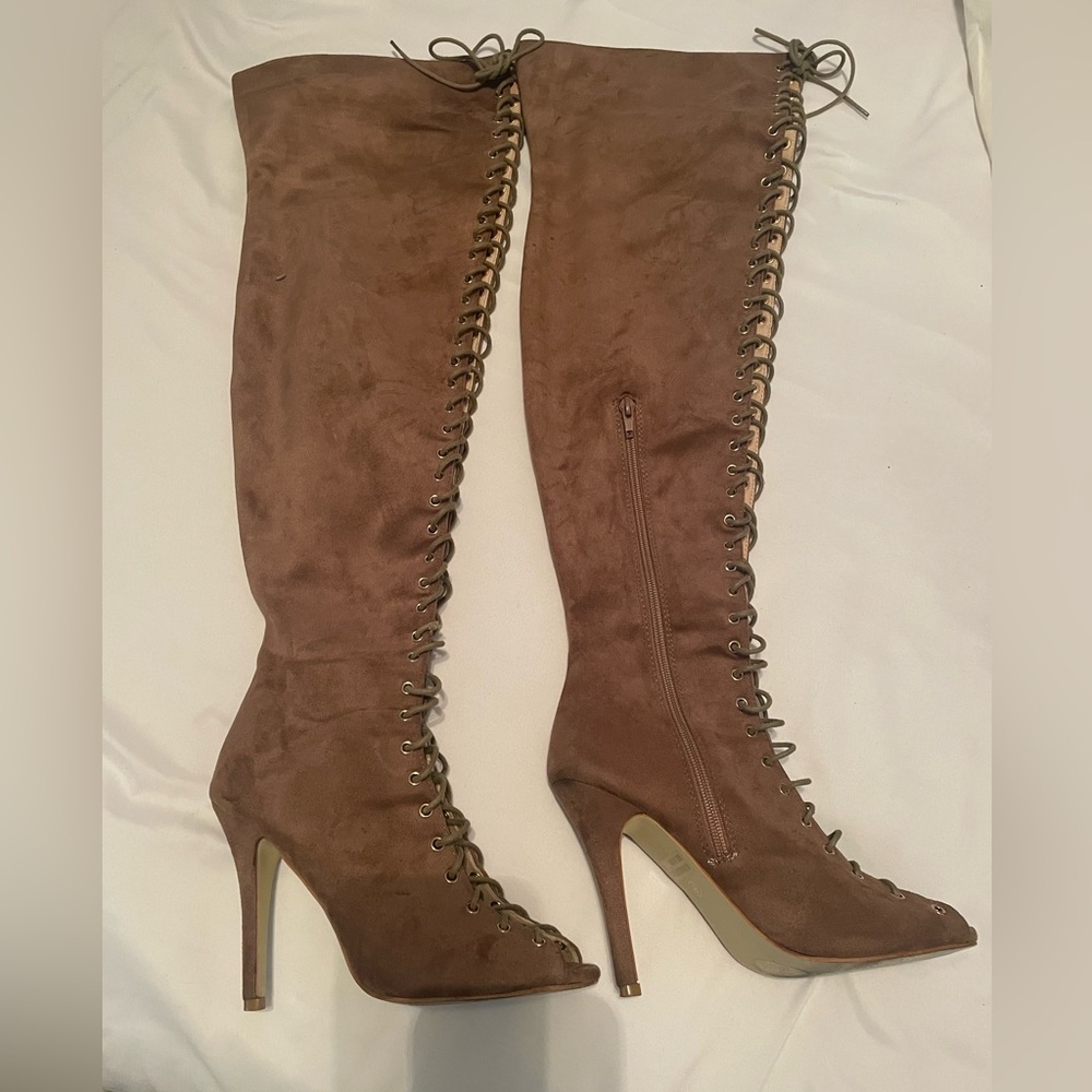 Over The Knee TAUPE Boots- 8